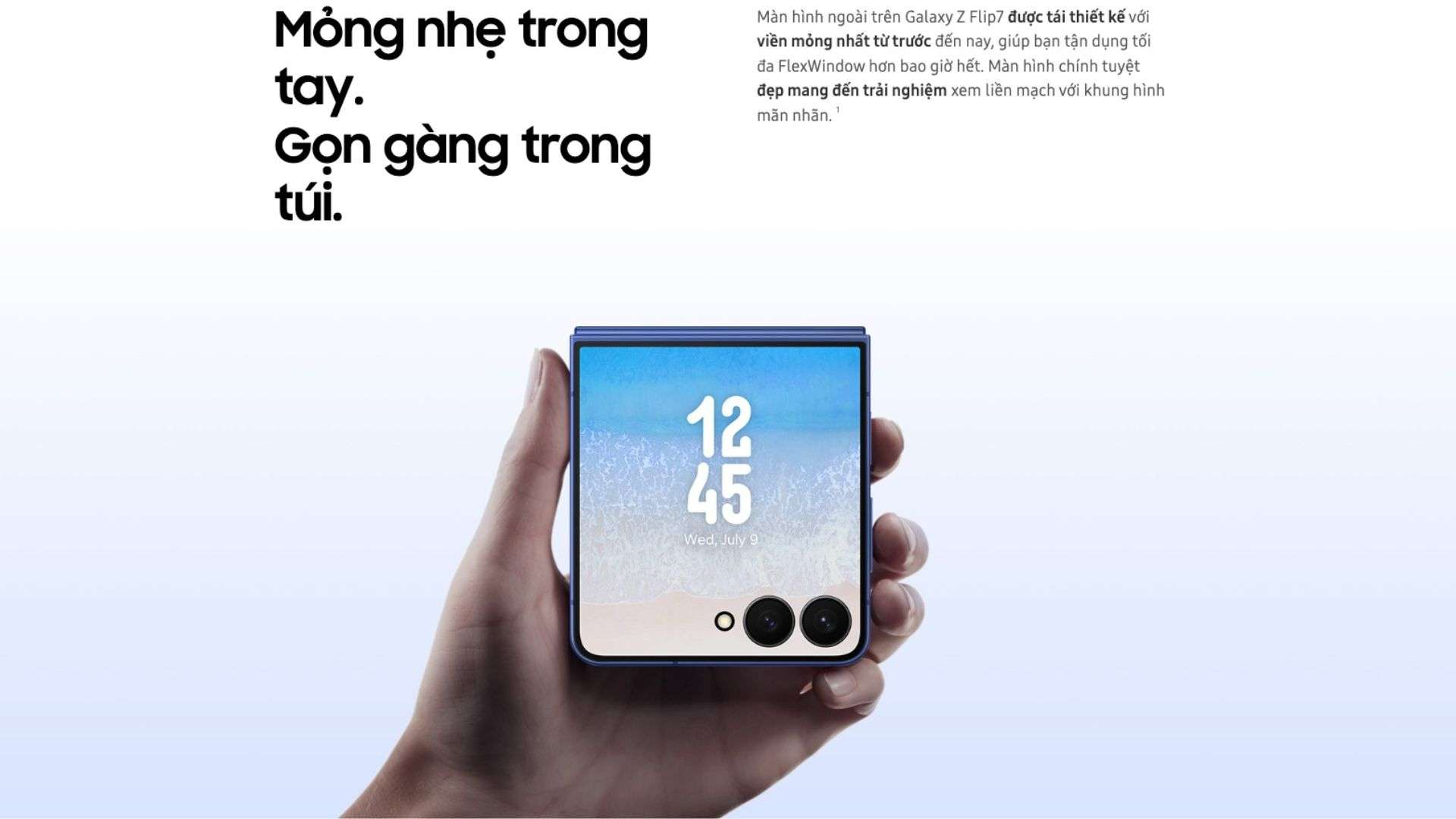 Thiết kế mỏng nhẹ với màn hình ngoài vô cực 4.1 inch