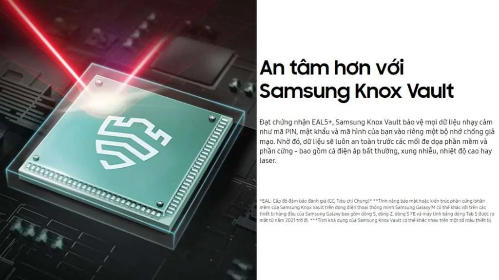 Với hệ thống bảo mật Samsung Knox Vault Samsung Galaxy M55 5G 12GB_256GB