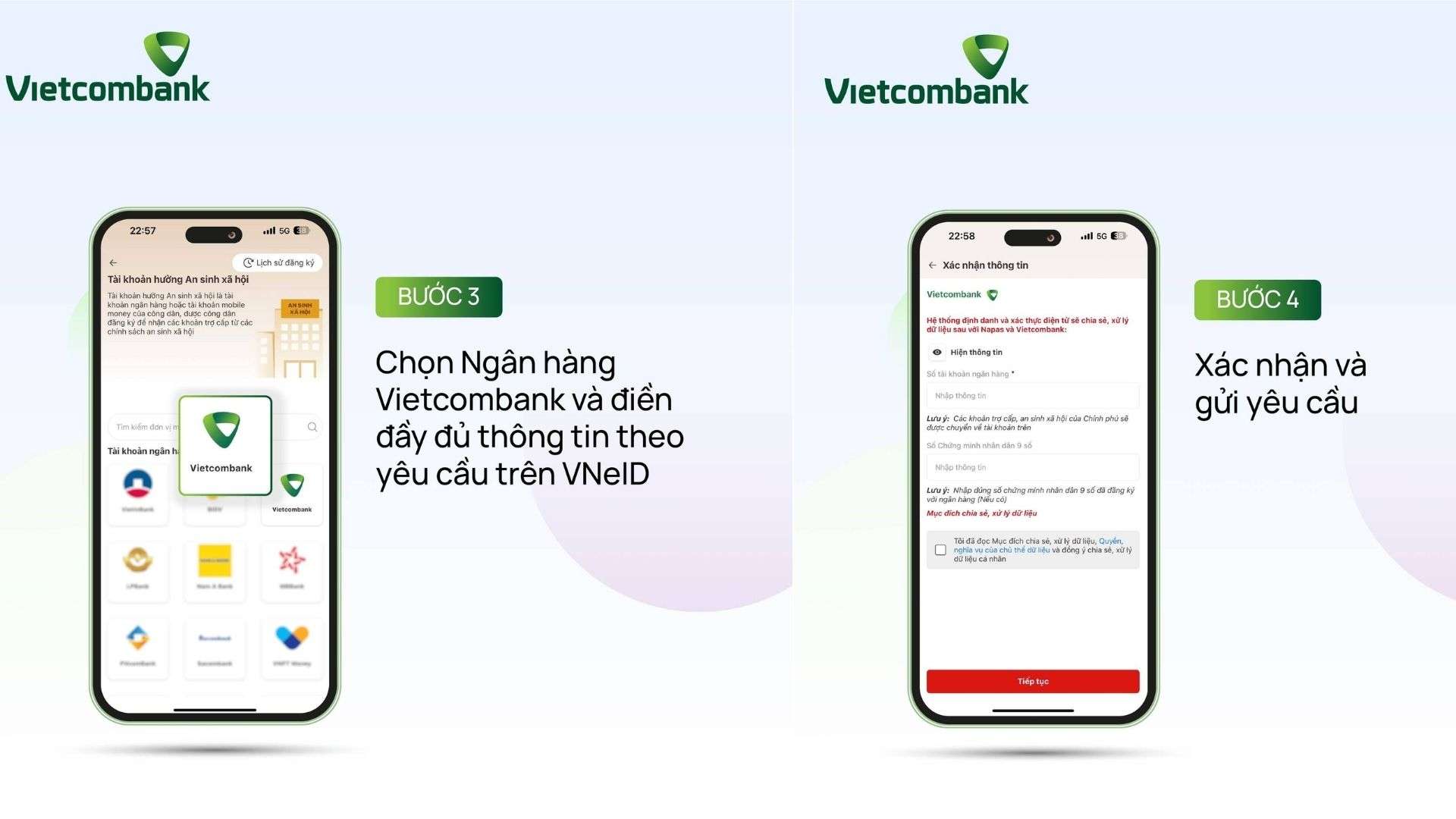 Chọn ngân hàng và nhập thông tin