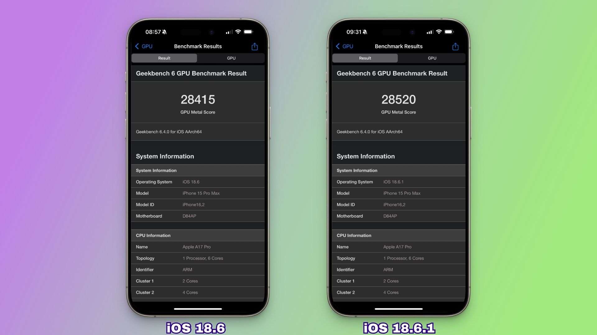 Hiệu năng GPU_ Cải thiện nhẹ ở iOS 18.6.1