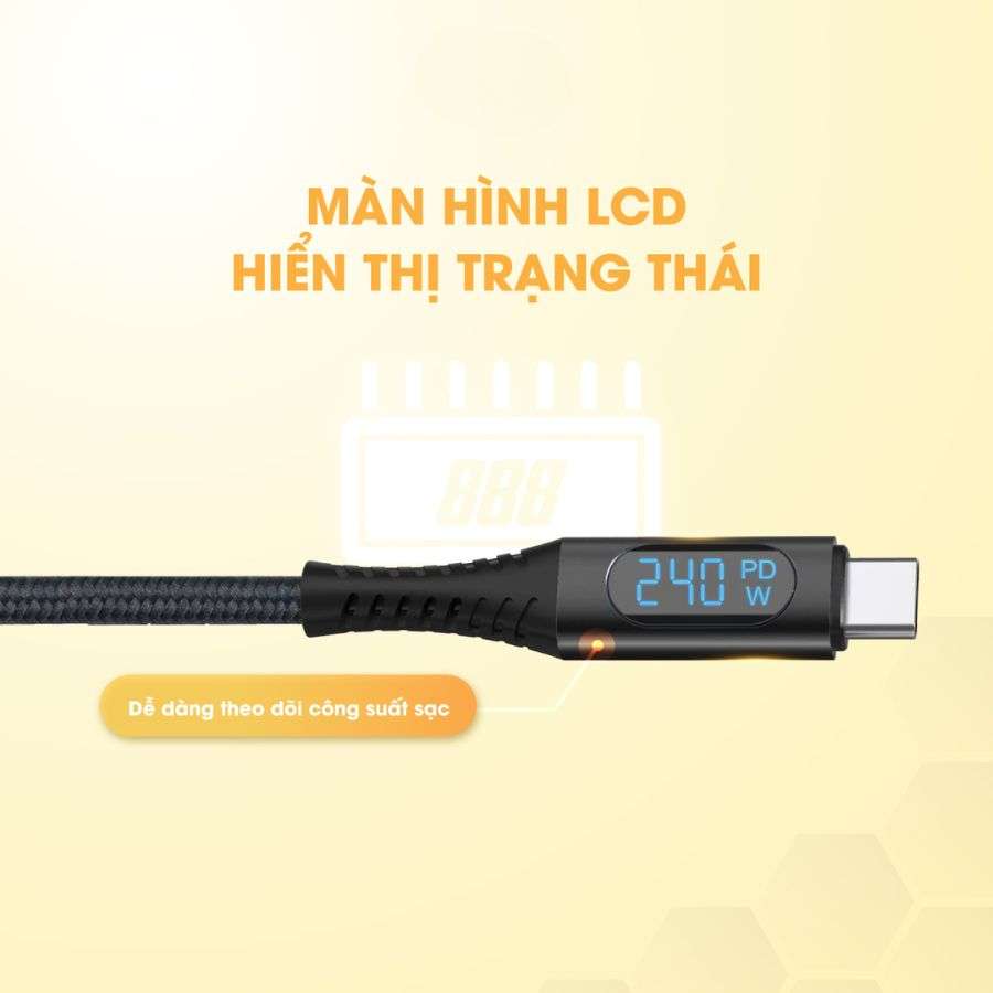 Cáp sạc 9Fit C to C Supreme màn hình LCD