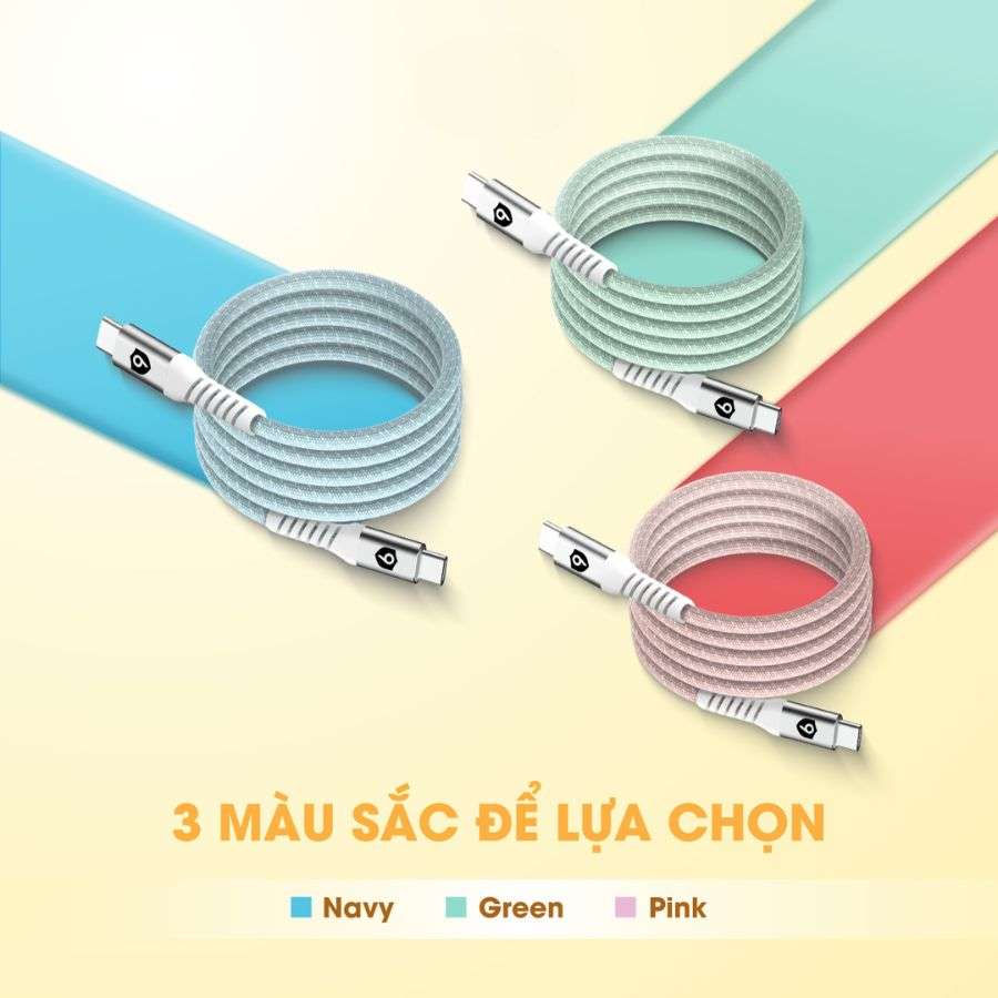 Cáp sạc từ tính cuộn 9Fit Type C to C 1M 3 màu sắc