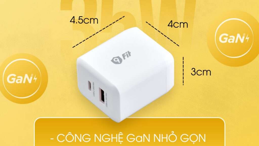 Củ sạc nhanh 9Fit GaN 1A1C 35W nhỏ gọn
