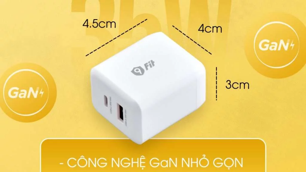 Củ sạc nhanh 9Fit GaN 1A1C 35W nhỏ gọn