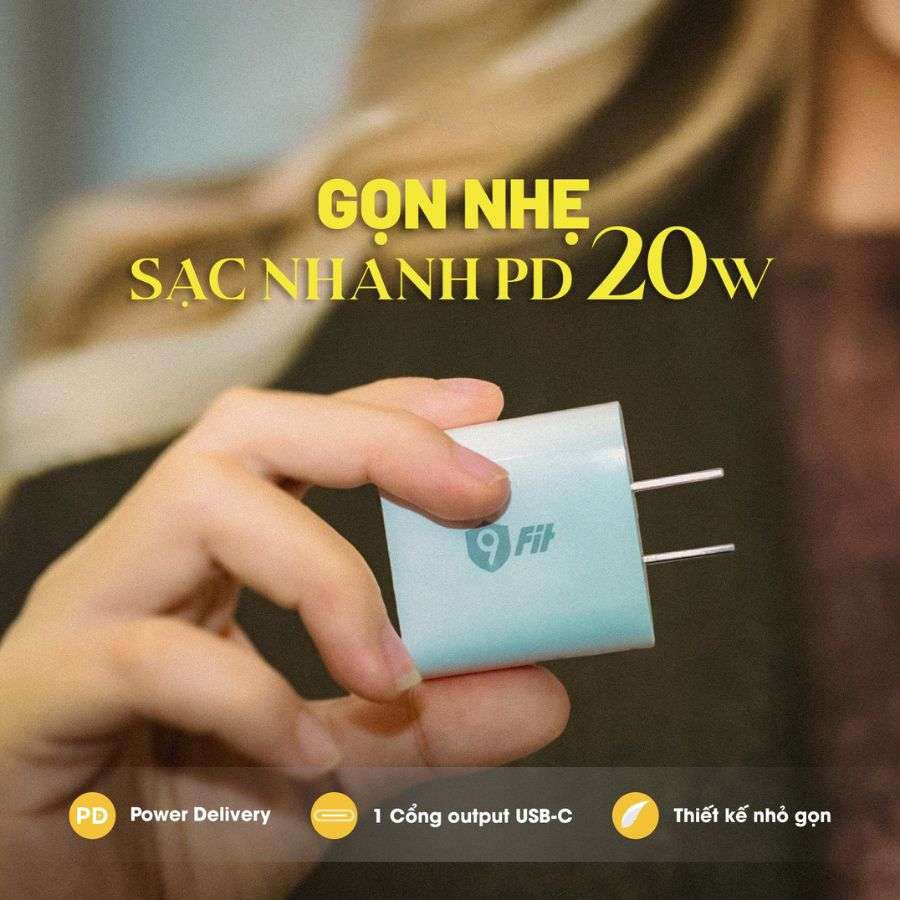 Củ sạc nhanh 9Fit Type C 20W chuẩn PD