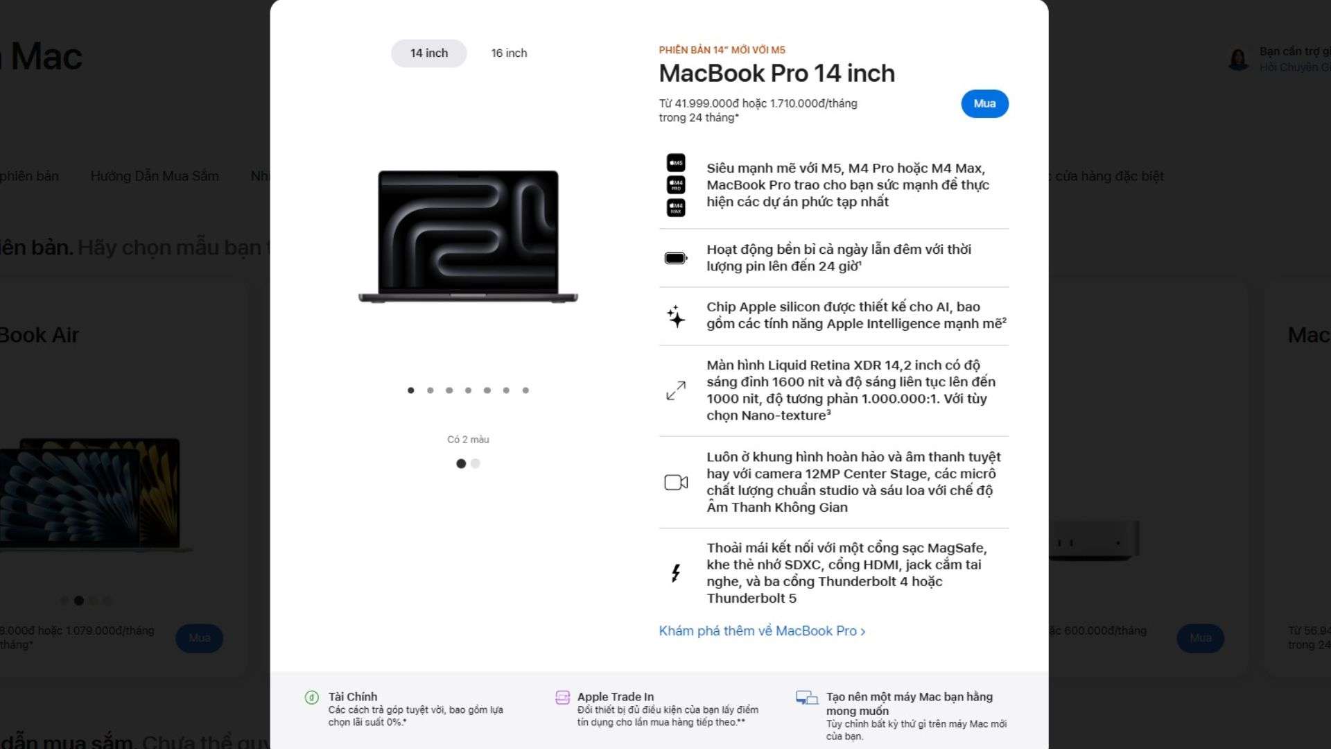 Giá bán Macbook Pro M5 tại Việt Nam