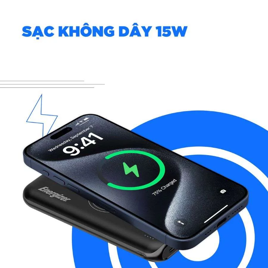 Pin Sạc dự phòng Polymer Energizer 10000mAh sạc không dây 15W