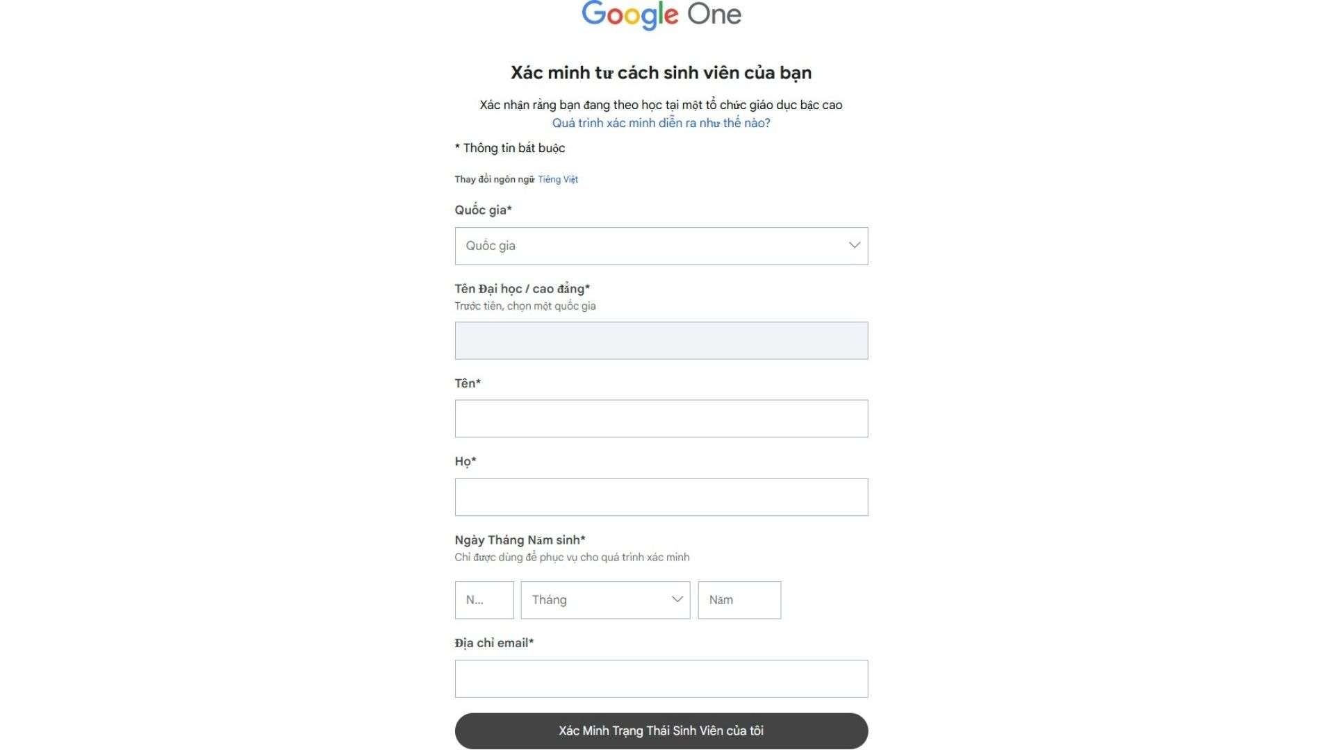 Xác minh tư cách sinh viên