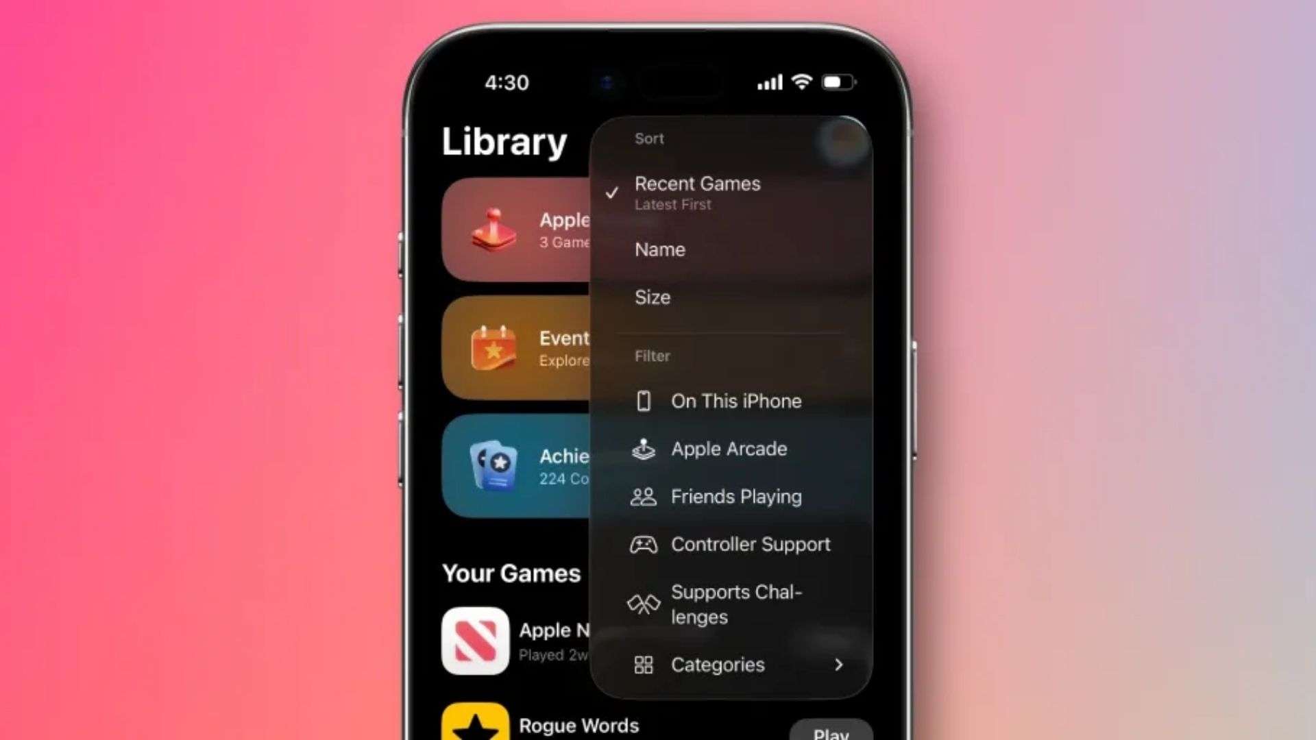 Thay đổi ở Apple TV và Games App