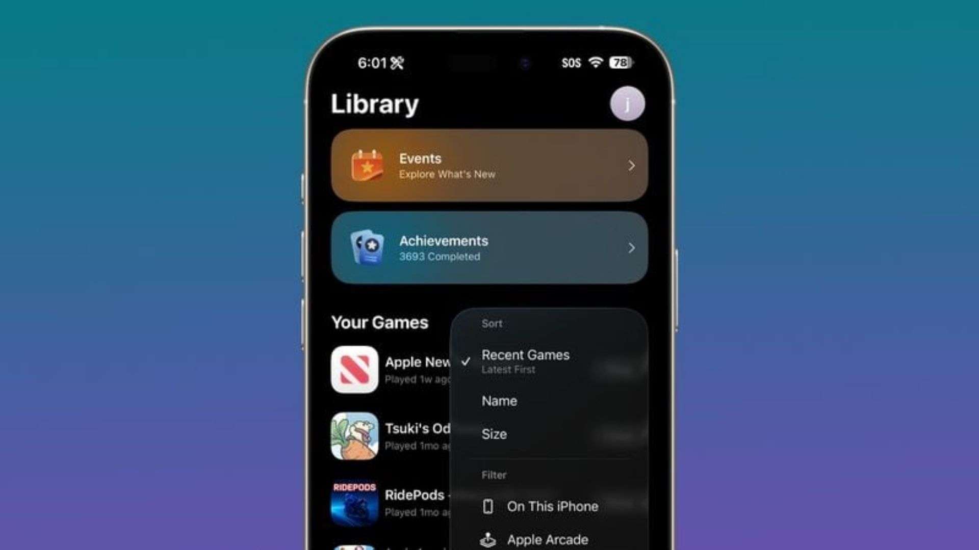 Tùy chọn sắp xếp mới trong ứng dụng Trò chơi