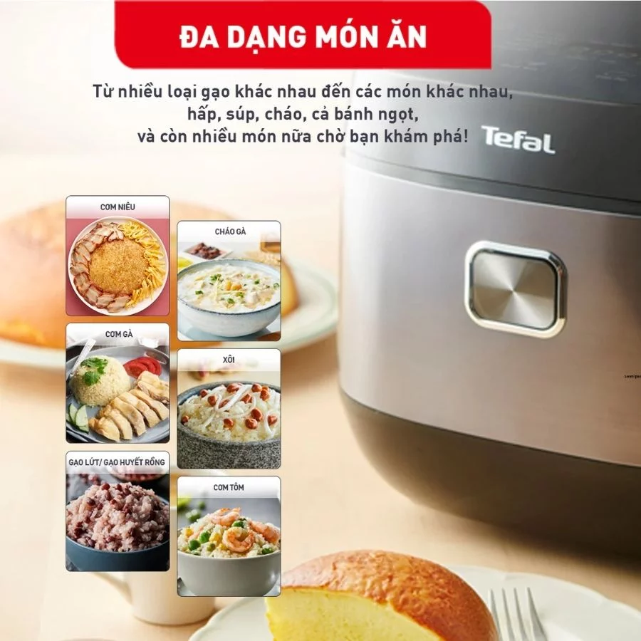 Nồi cơm điện tử Tefal Delirice Plus RK776B68 – 1.8L đa dạng món ăn