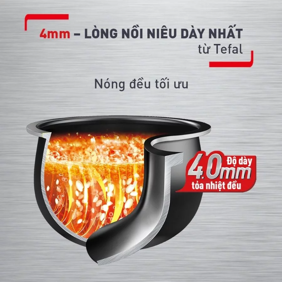 Nồi cơm điện tử Tefal Delirice Plus RK776B68 – 1.8L lòng nồi niêu