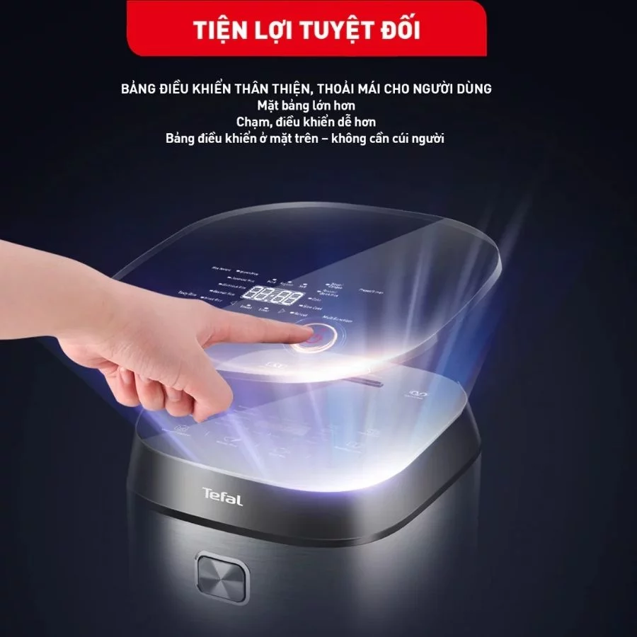 Nồi cơm điện tử Tefal Delirice Plus RK776B68 – 1.8L màn hình