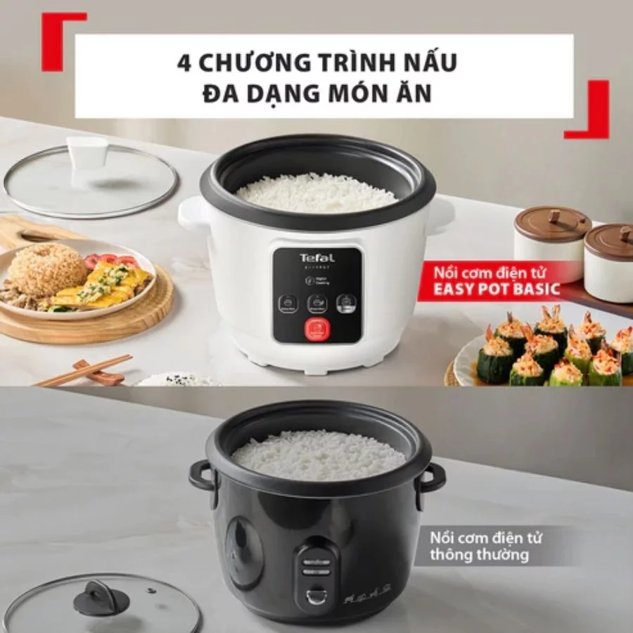Nồi cơm điện tử Tefal Easy Pot RK1071Y0 – 1.8L 4 chương trình nấu ăn