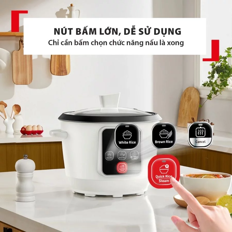 Nồi cơm điện tử Tefal Easy Pot RK1071Y0 – 1.8L nút bấm