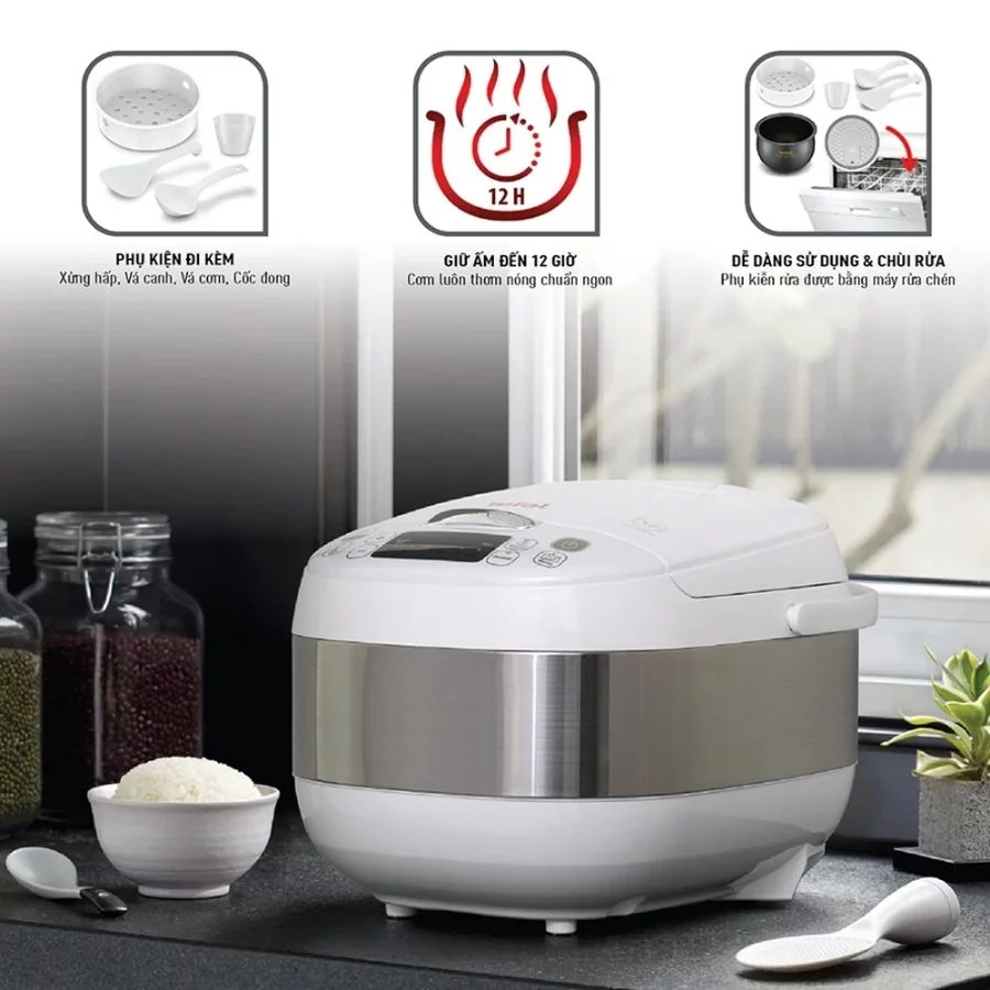 Nồi cơm điện tử Tefal RK752168 – 1.8L tiện dụng