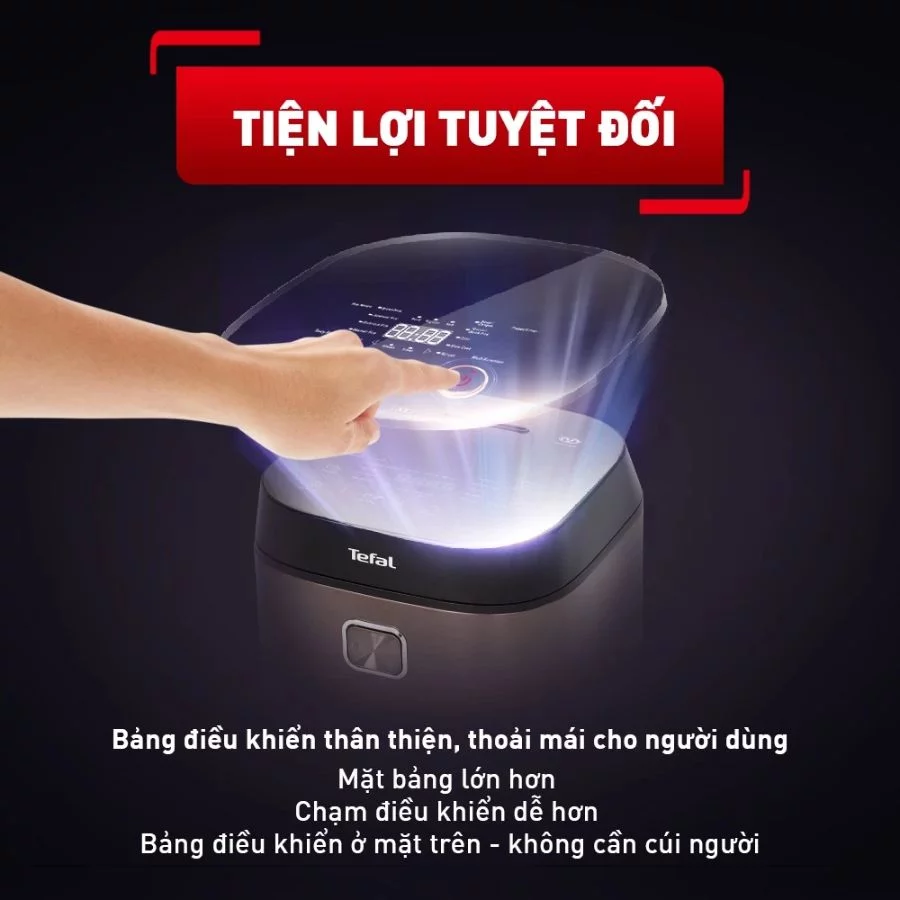 Nồi cơm điện tử Tefal Delirice Plus RK776968 1.8L bảng điều khiển